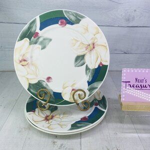 Citation SAVANNAH GROVE Southern Magnolia Berries  Stoneware Dinner Plates Set 3